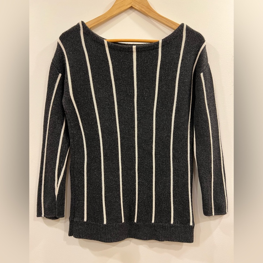 Banana Republic 3/4 Sleeve, Striped Merino Wool Blend Sweater, Medium